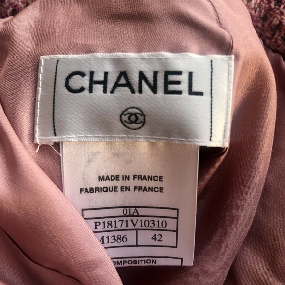 Chanel Suit Set Jacket Skirt Cashmere Silk Pink CC - Picture 9 of 12